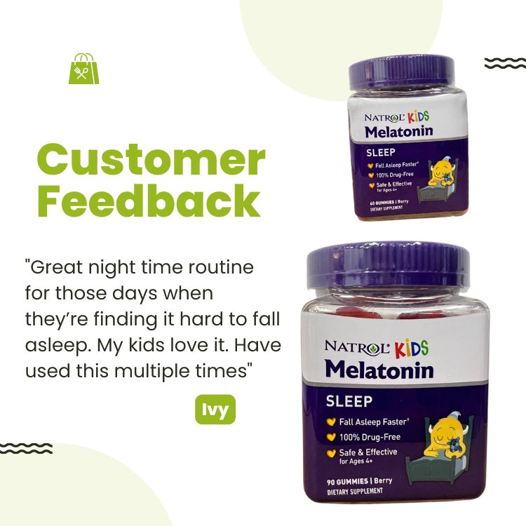 Natrol Kids Melatonin, Ages 4+, Sleep Calm, Kids Sleep + Immune Health, Helps Establish Sleep Patterns | Berry Flavor | 50 - 90 Gummies - Ultimate Sup Singapore