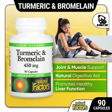 Natural Factors, Turmeric & Bromelain, 450 mg, 90 Capsules - Ultimate Sup Singapore