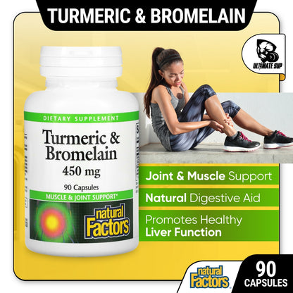 Natural Factors, Turmeric & Bromelain, 450 mg, 90 Capsules - Ultimate Sup Singapore