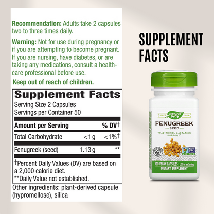 Nature's Way, Fenugreek Seed, 610 mg, 100-180 Vegan Capsules - Ultimate Sup Singapore
