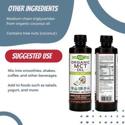 Nature's Way, Organic MCT Oil | Supports Ketogenic Diets | Promote Weight Loss, 480 ml - Ultimate Sup Singapore