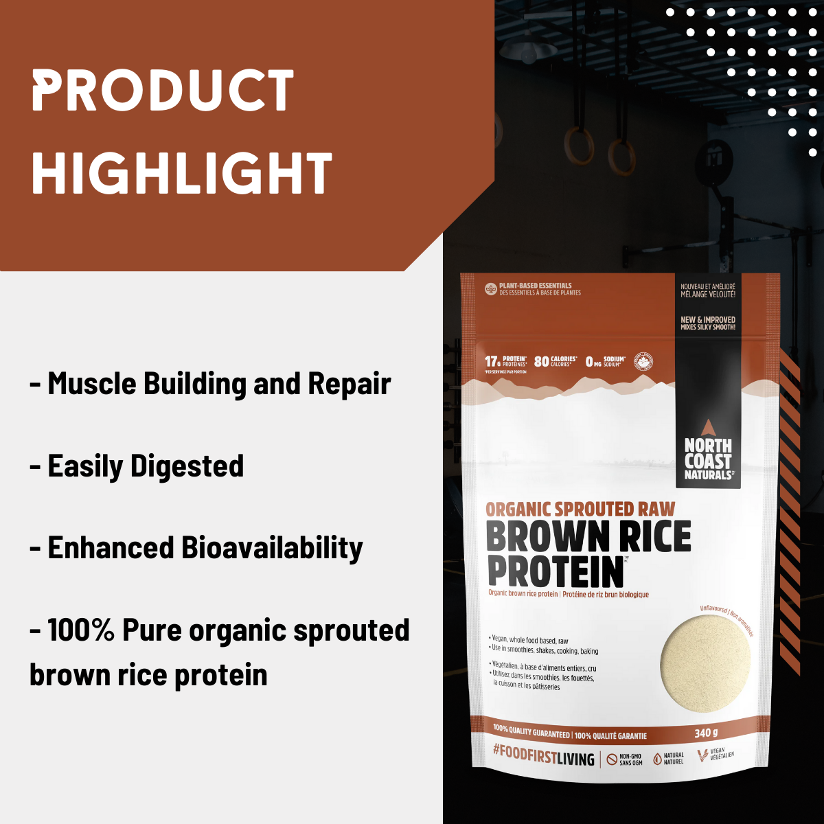 North Coast Naturals, Organic Sprouted Raw Brown Rice Protein, 340-840 ...