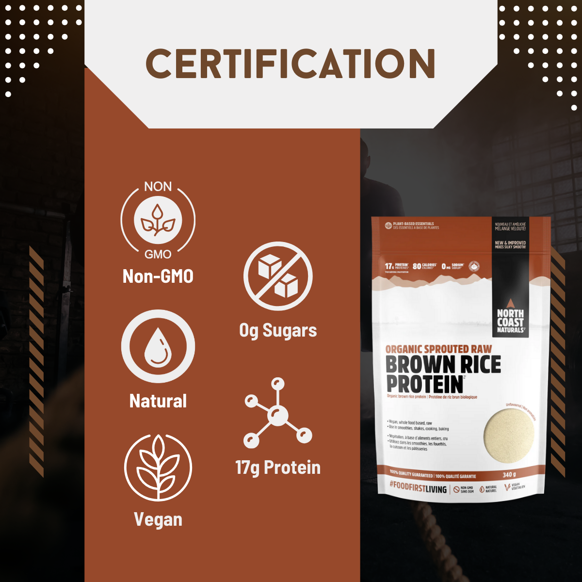 North Coast Naturals, Organic Sprouted Raw Brown Rice Protein, 340-840g - Ultimate Sup Singapore