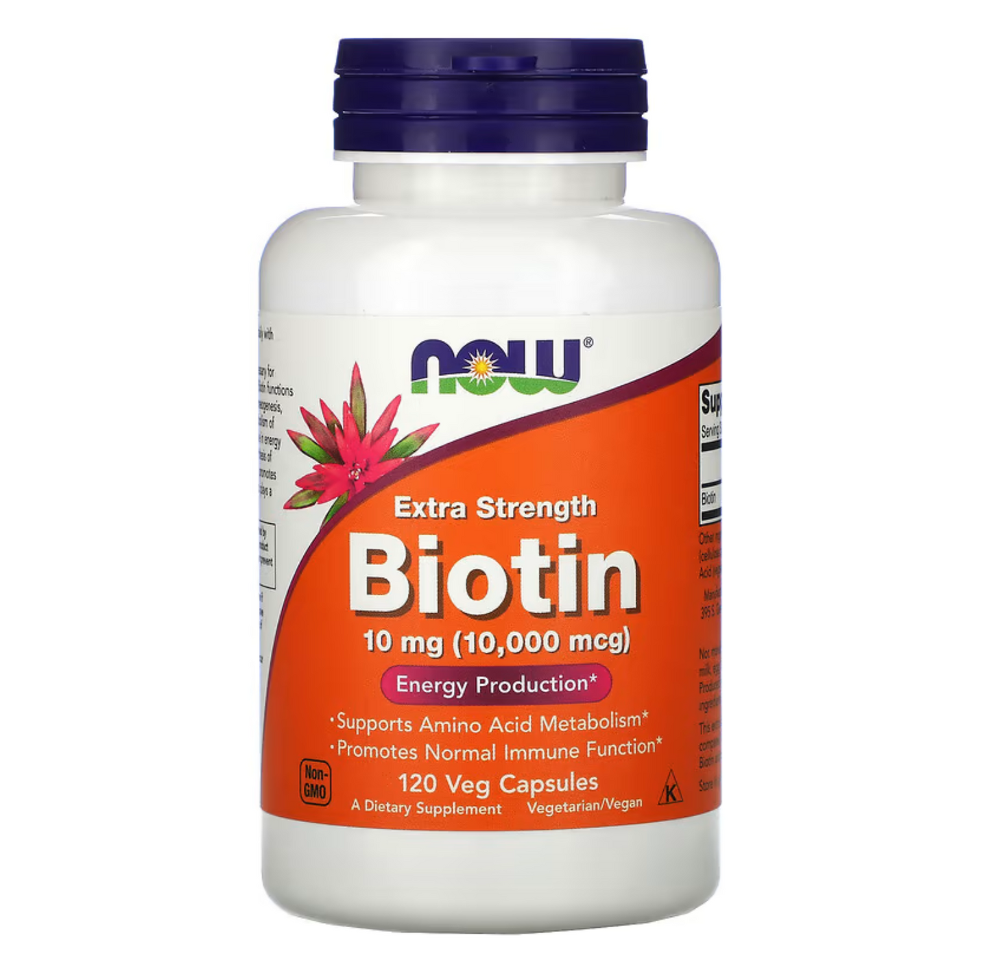 Now Foods Biotin, 5000mcg /10000mcg, Extra Strength, Support Amino Acid Metabolism, Dietary Supplement, Vegan, 120 Capsules - Ultimate Sup Singapore