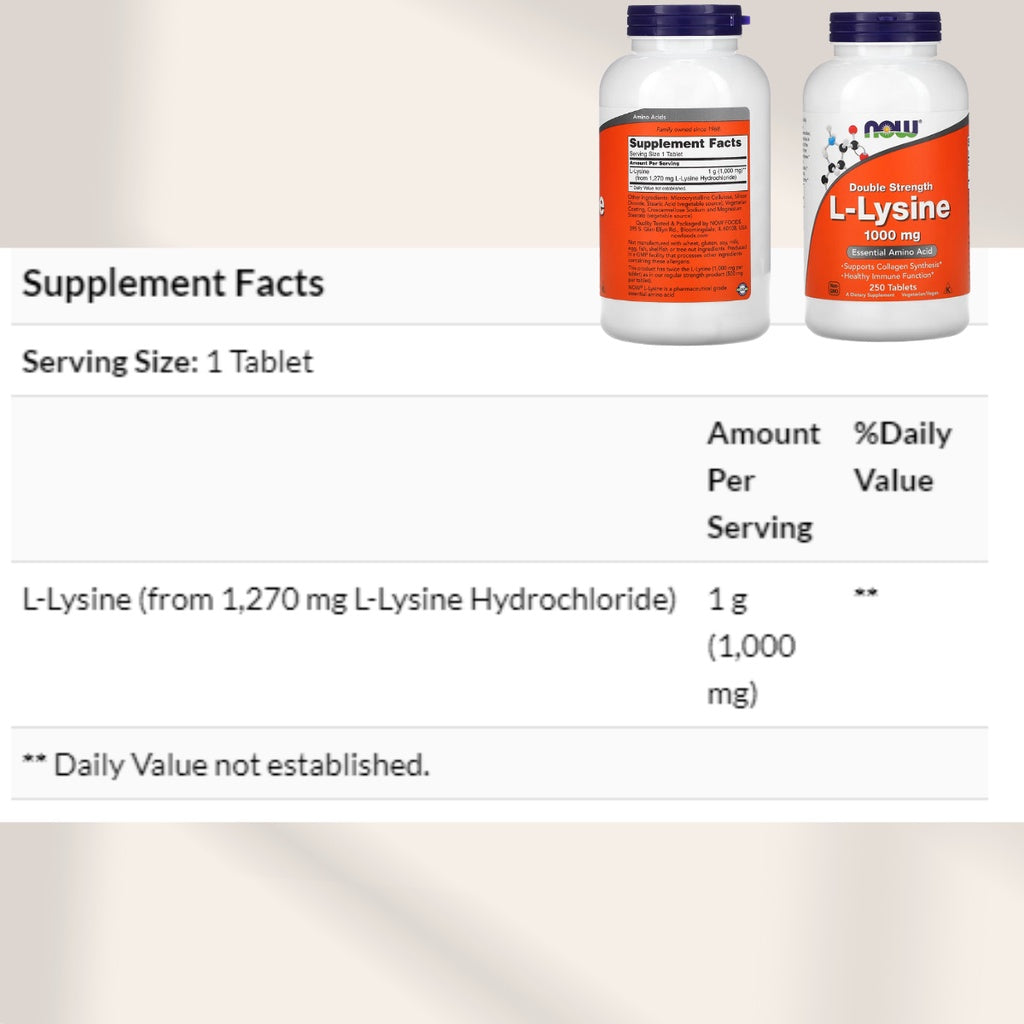 Now Foods, Double Strength L- Lysine 1000mg, 100-250 Tabs/Sers - Ultimate Sup Singapore
