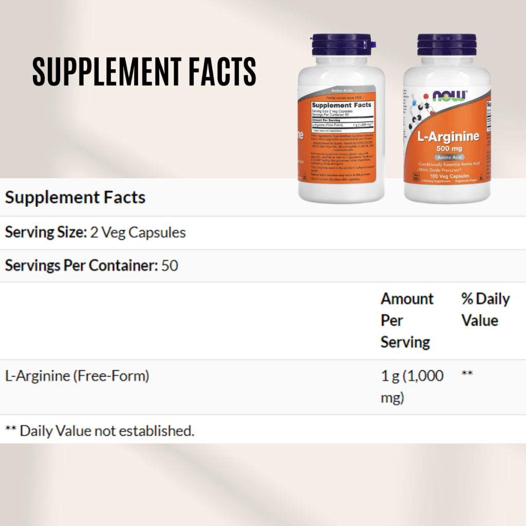 Now Foods, L-Arginine, 100-250 Veg Caps - Ultimate Sup Singapore