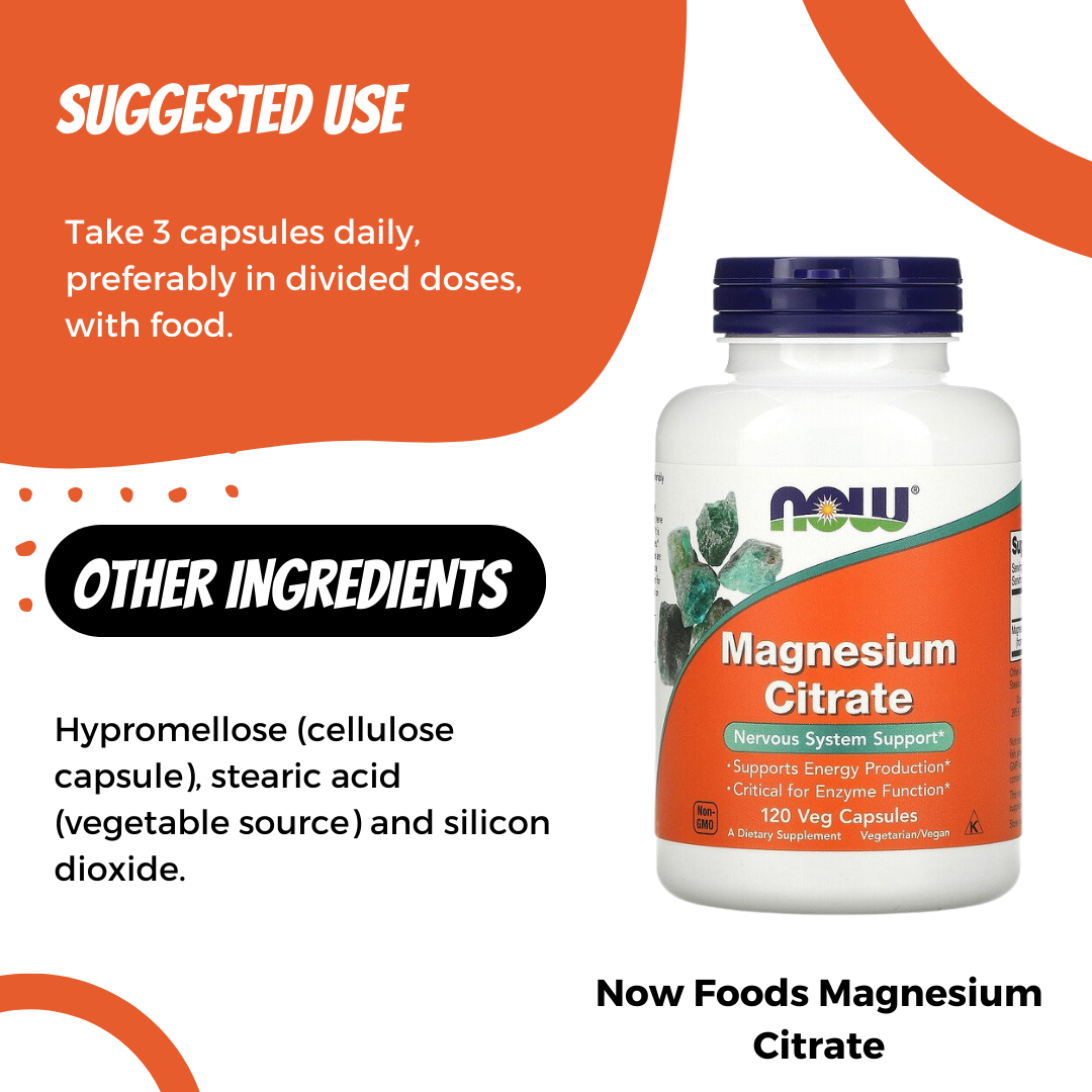 Now Foods, Magnesium Citrate, 120 - 240 Veg Capsules - Ultimate Sup Singapore