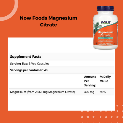 Now Foods, Magnesium Citrate, 120 - 240 Veg Capsules - Ultimate Sup Singapore