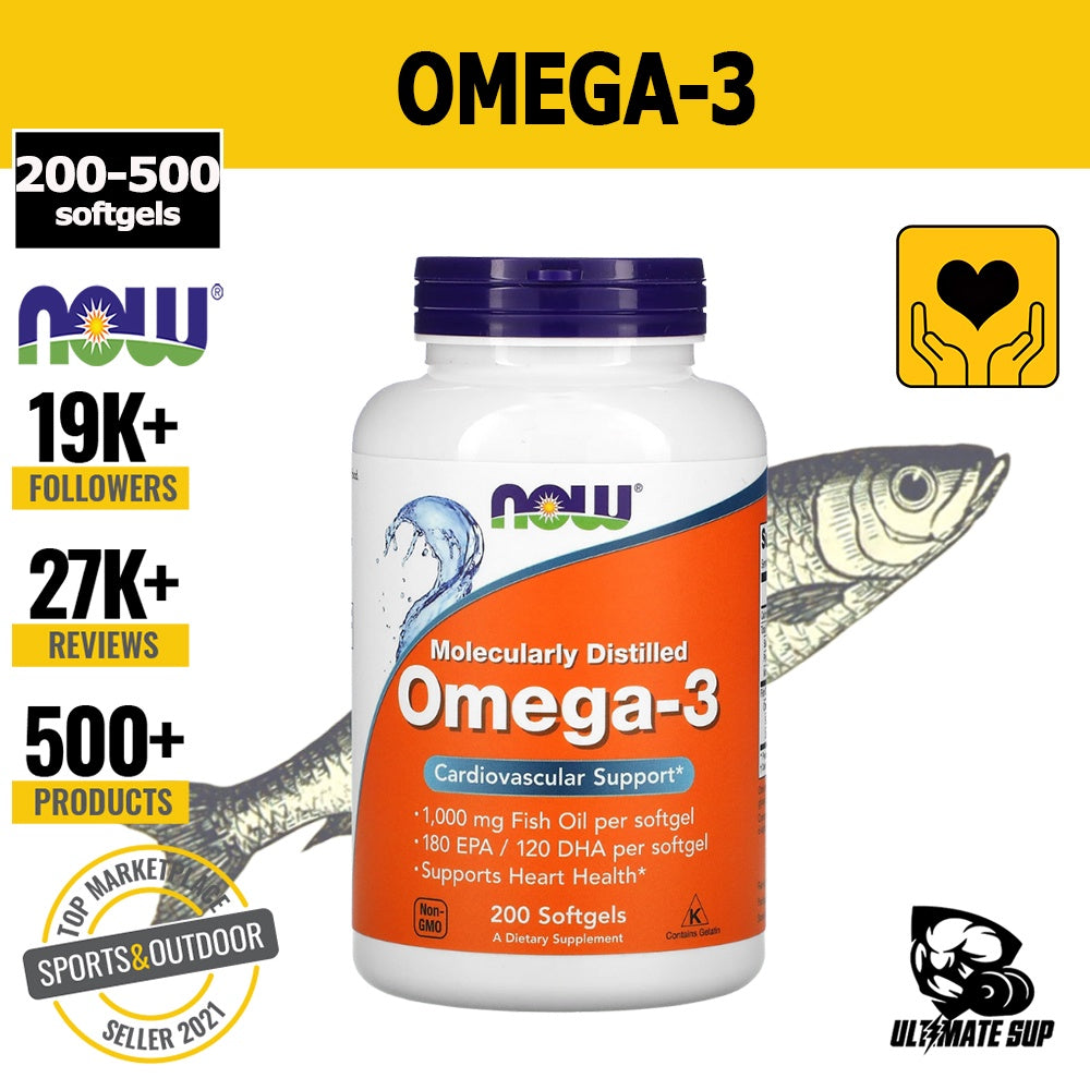 Now Foods, Omega-3, 200-500 Softgels - Ultimate Sup Singapore