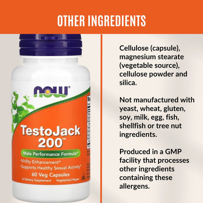 Now Foods, TestoJack 200mg, 60-120 Veggie Caps - Ultimate Sup Singapore