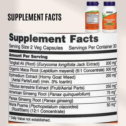 Now Foods, TestoJack 200mg, 60-120 Veggie Caps - Ultimate Sup Singapore