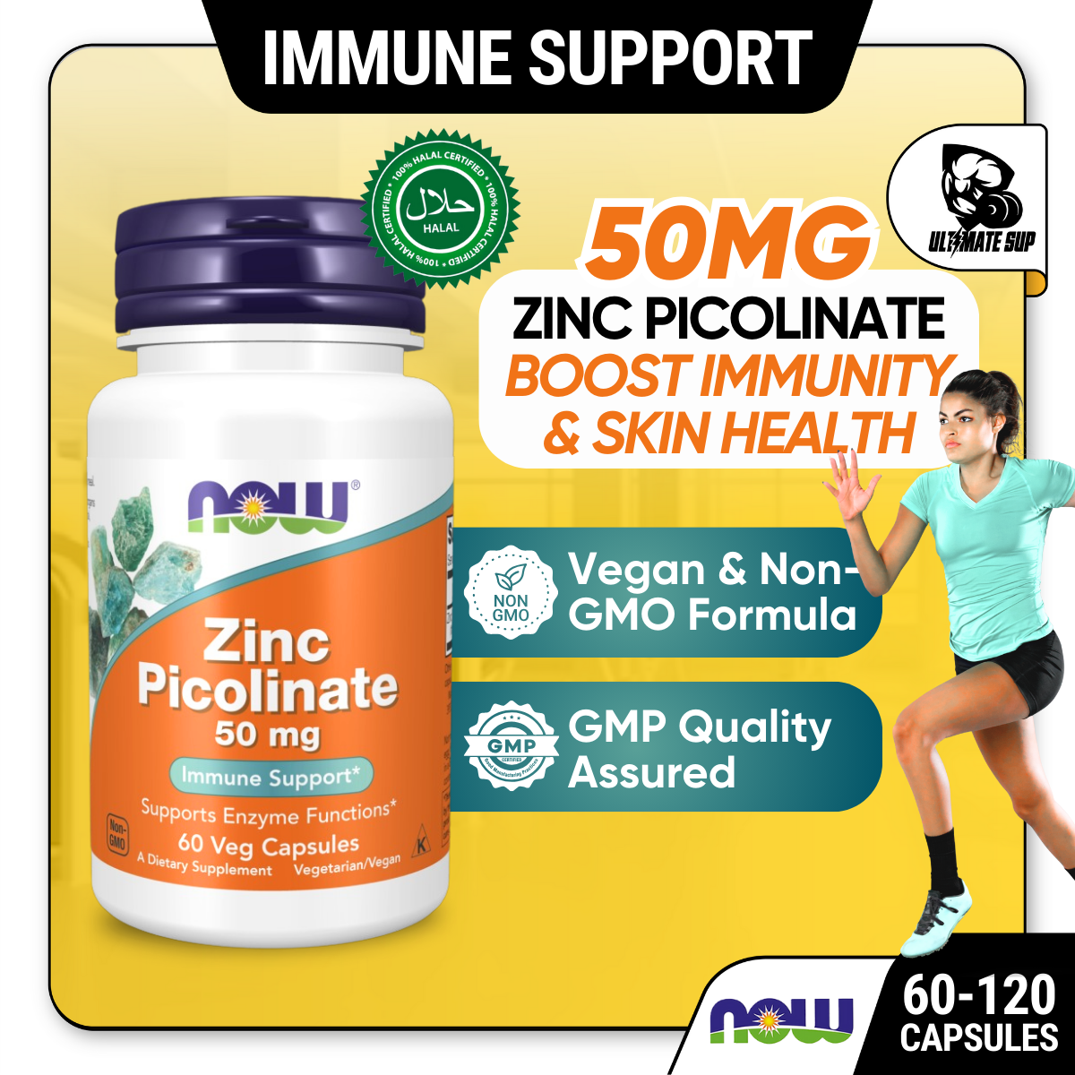 Now Foods, Zinc Picolinate, 50 mg, 60 -120 VegCaps/ Servings - Ultimate Sup Singapore
