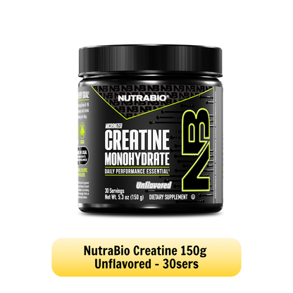 NutraBio, Monohydrate Creatine Powder, Micronized for Fast Absorption and Maxizimes Muscle, 150-500g