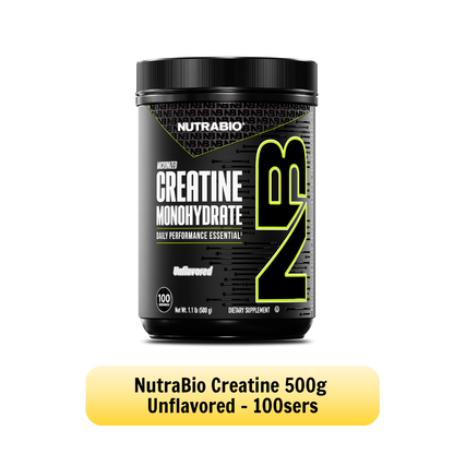 NutraBio, Monohydrate Creatine Powder, Micronized for Fast Absorption and Maxizimes Muscle, 150-500g