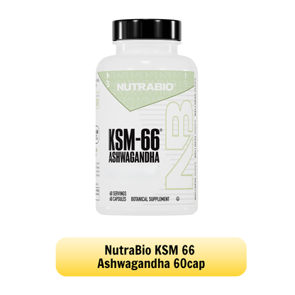 NUTRABIO KSM-66 Ashwagandha 600mg Stress Balance & Recovery Support 60 - 90 Capsules