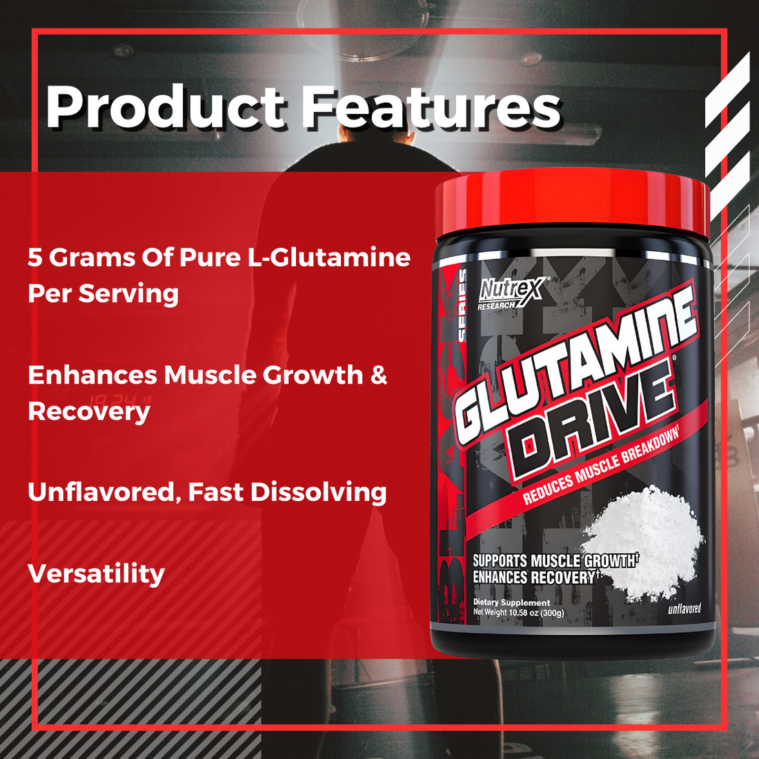 Nutrex Research, Glutamine Drive, Unflavored, 300g - Ultimate Sup Singapore