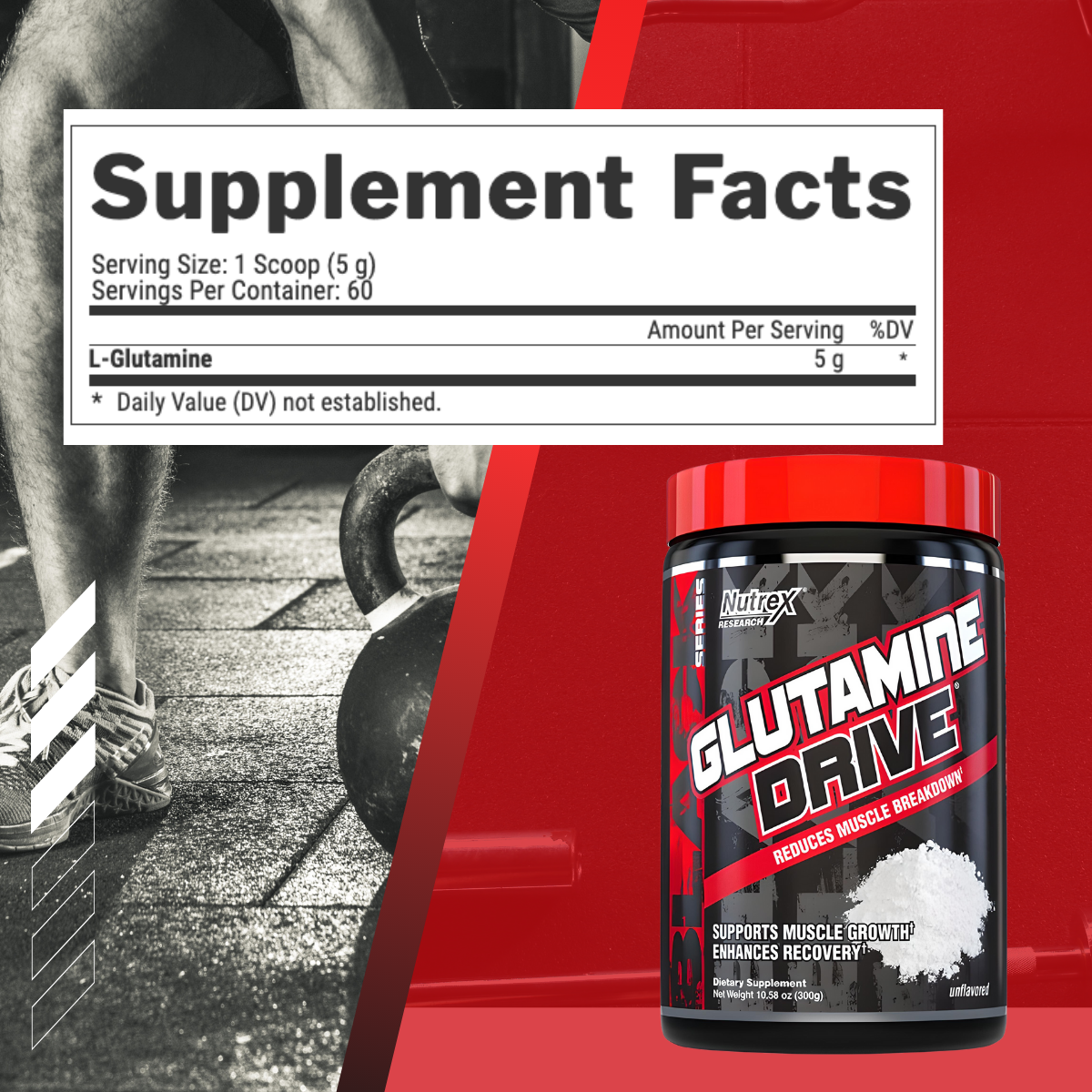 Nutrex Research, Glutamine Drive, Unflavored, 300g - Ultimate Sup Singapore