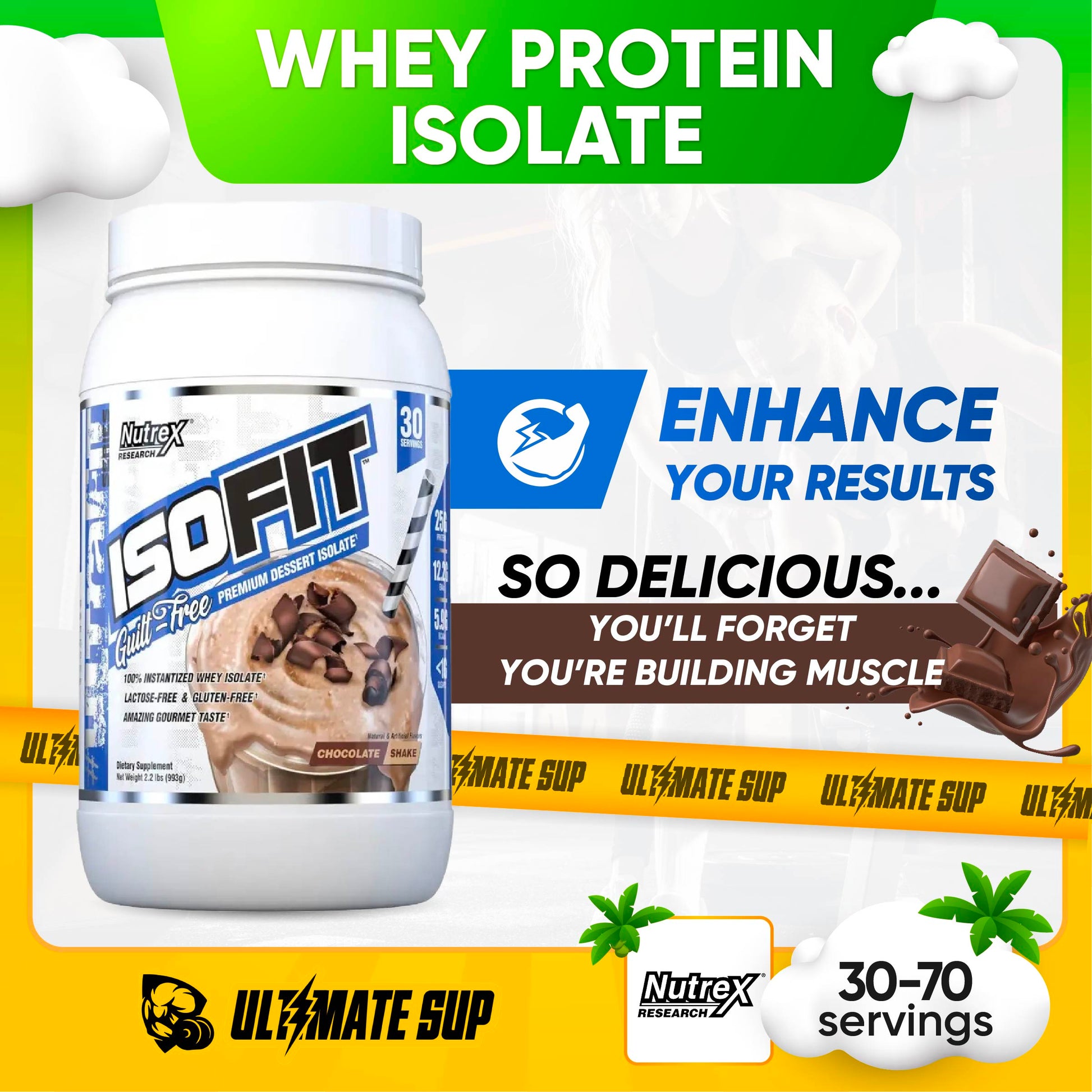 Nutrex Research, IsoFit Whey Protein Isolate, 30-70 Sers - Ultimate Sup Singapore