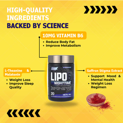 Nutrex Research, LIPO-6 Black Nighttime, 30 Black-Caps - Ultimate Sup Singapore