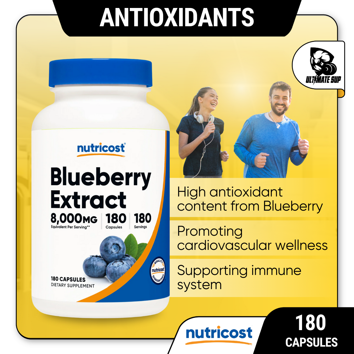 Nutricost, Blueberry Extract, 160 mg, 180 Capsules - Ultimate Sup Singapore
