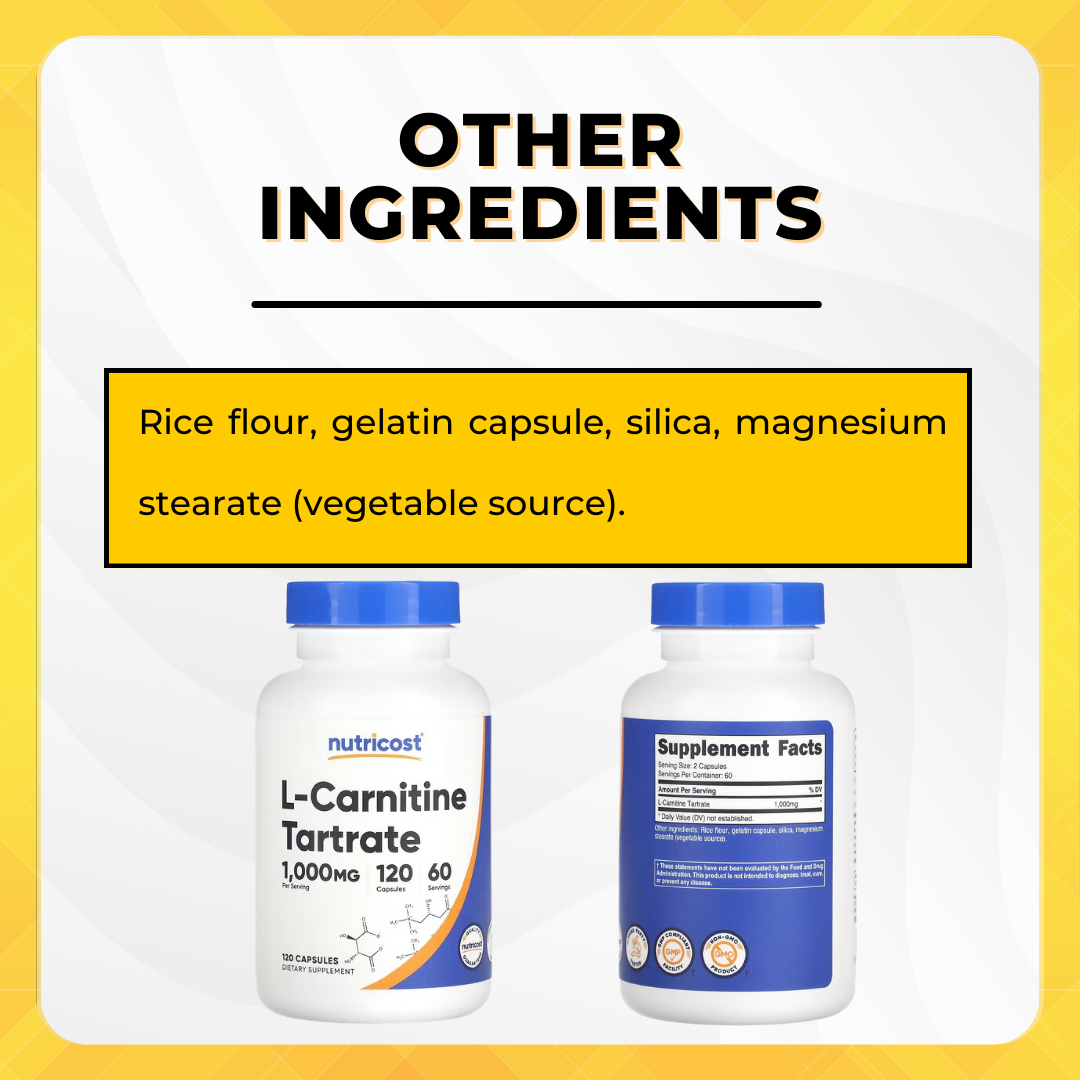 Nutricost, L-Carnitine Tartrate, 120 -240 Caps - Ultimate Sup Singapore