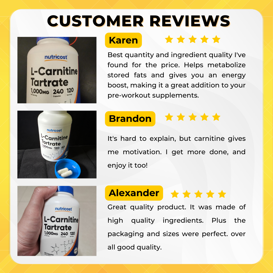 Nutricost, L-Carnitine Tartrate, 120 -240 Caps - Ultimate Sup Singapore