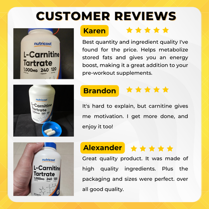 Nutricost, L-Carnitine Tartrate, 120 -240 Caps - Ultimate Sup Singapore