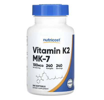 Nutricost, Vitamin K2 MK7, Support bone health and cardiovascular wellness, 100 mcg, 240 Softgels - Ultimate Sup Singapore