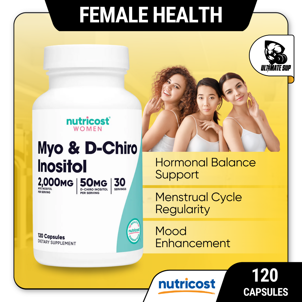 Nutricost, Women, Myo & D-Chiro Inositol, 120 Capsules - Ultimate Sup Singapore