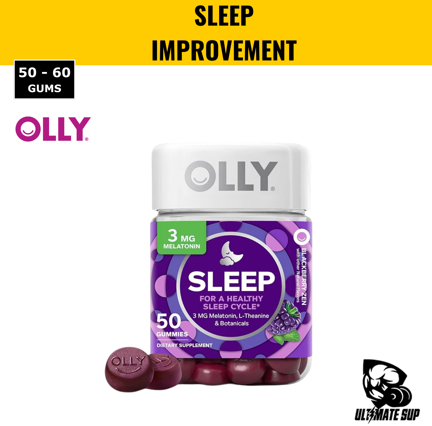 OLLY, Sleep Gummy, 50 - 60 Gummies - Ultimate Sup Singapore
