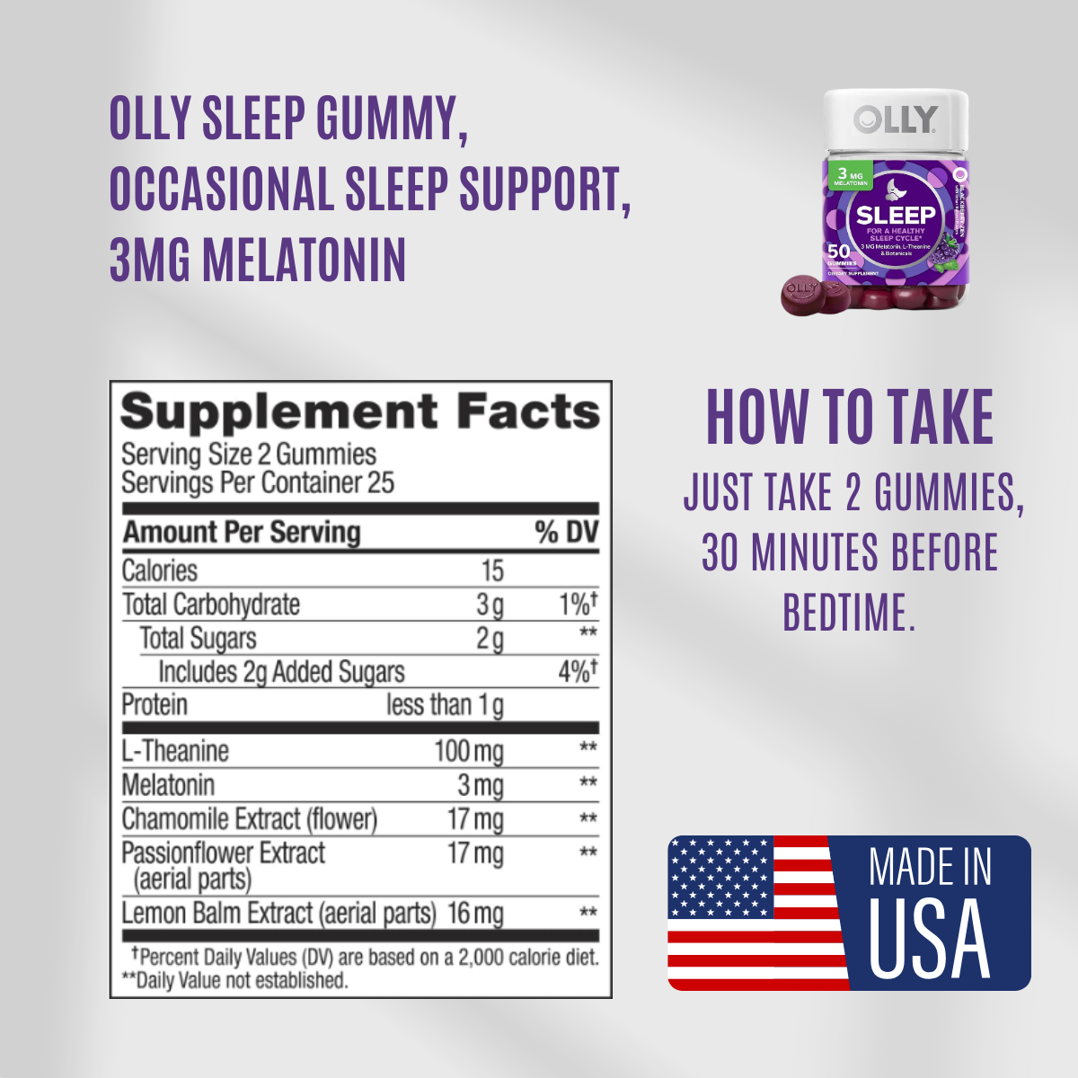 OLLY, Sleep Gummy, 50 - 60 Gummies - Ultimate Sup Singapore