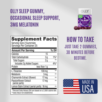 OLLY, Sleep Gummy, 50 - 60 Gummies - Ultimate Sup Singapore