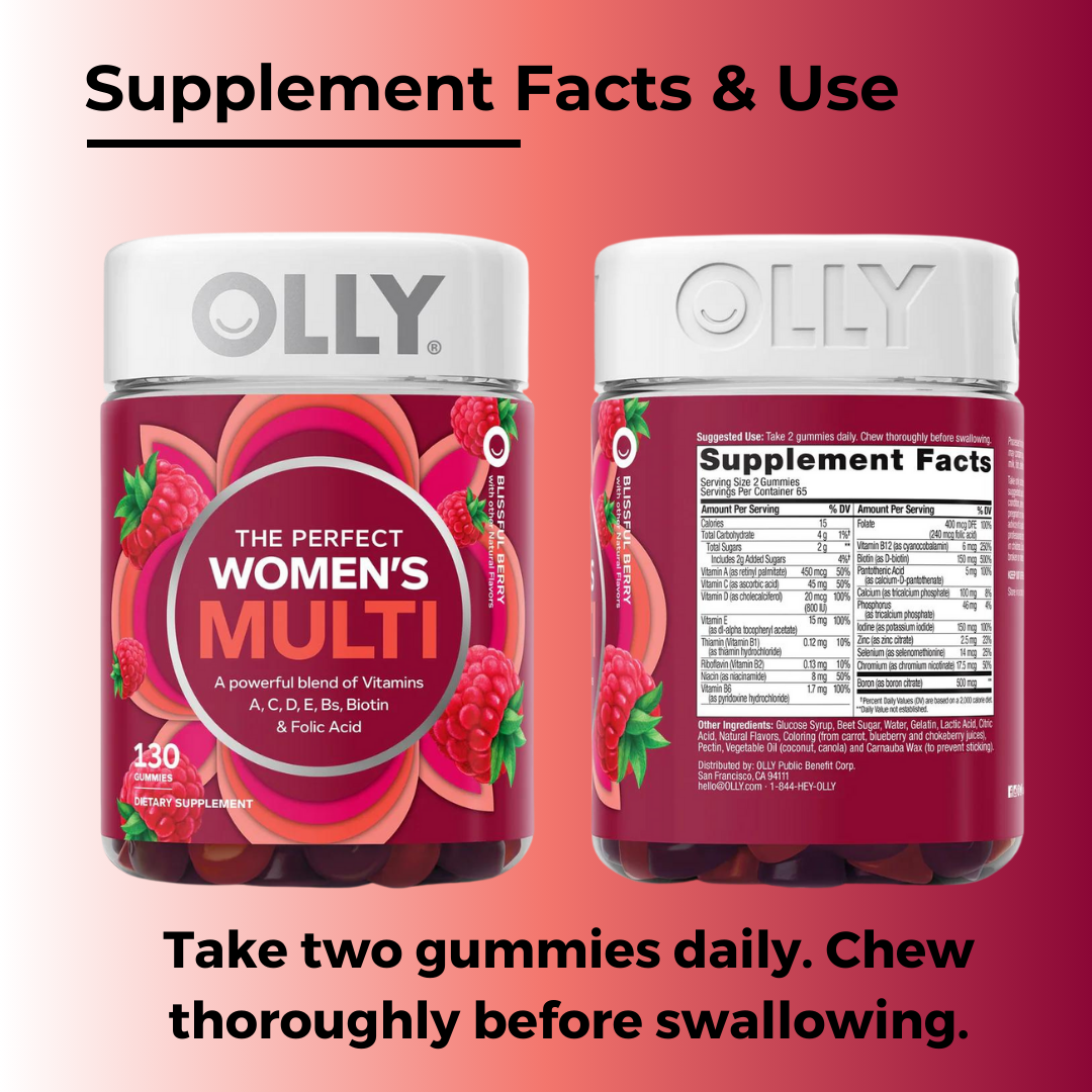 OLLY, Women's Multi, Blissful Berry , Multivitamins For Women, with Biotin & Folic Acid, 130 Gummies - Ultimate Sup Singapore