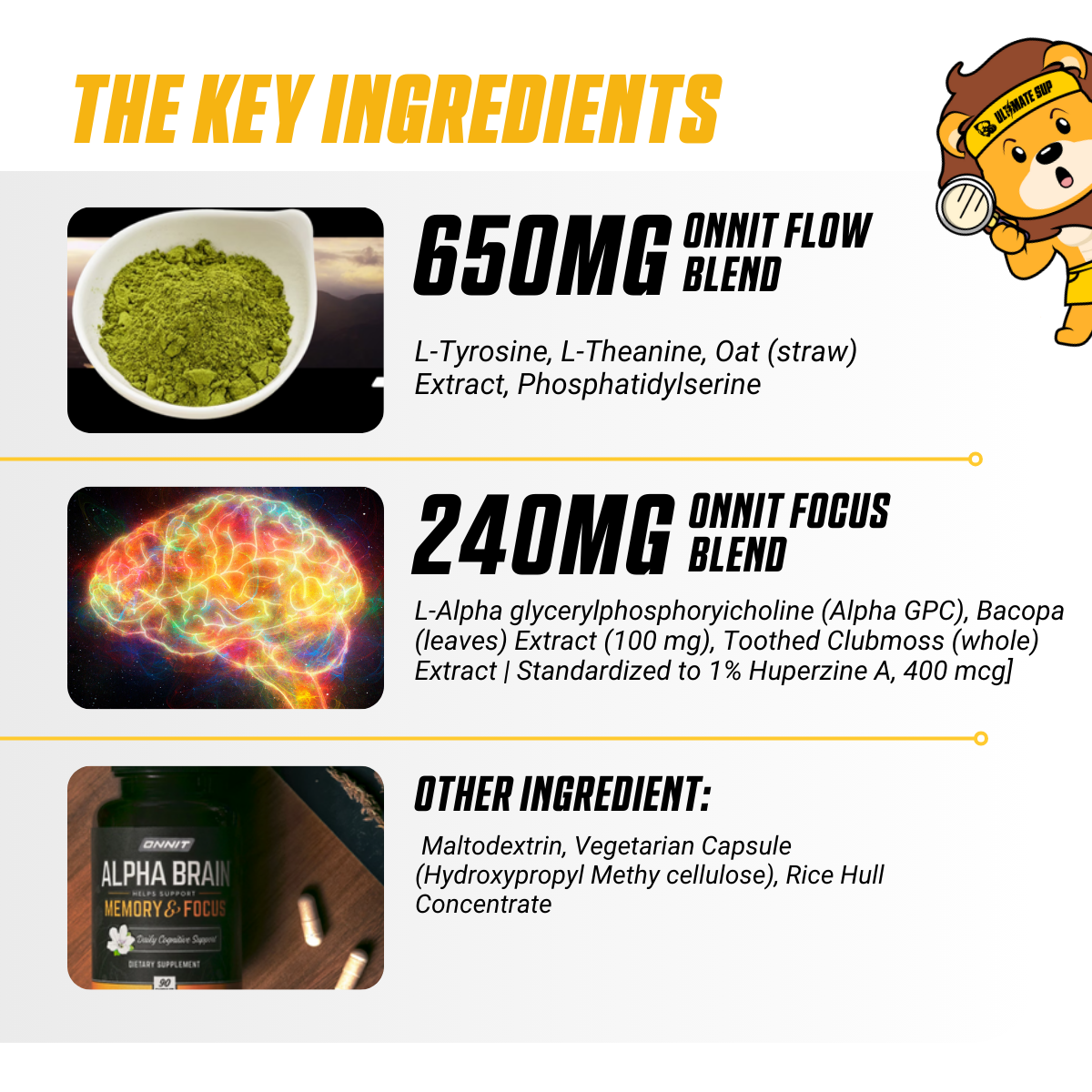 ONNIT Alpha Brain, Caffeine-Free Focus, Brain Booster & Memory Support, 90 Capsules - Ultimate Sup Singapore
