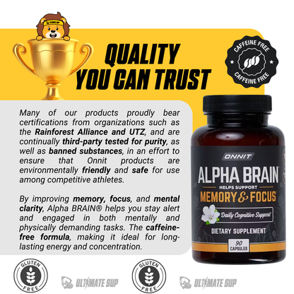 ONNIT Alpha Brain, Caffeine-Free Focus, Brain Booster & Memory Support, 90 Capsules - Ultimate Sup Singapore