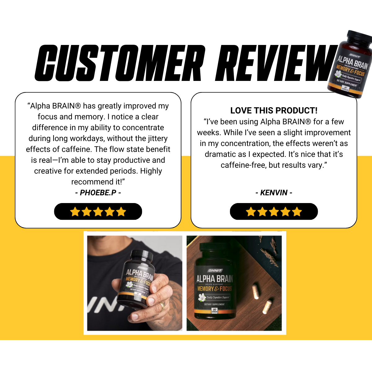 ONNIT Alpha Brain, Caffeine-Free Focus, Brain Booster & Memory Support, 90 Capsules - Ultimate Sup Singapore