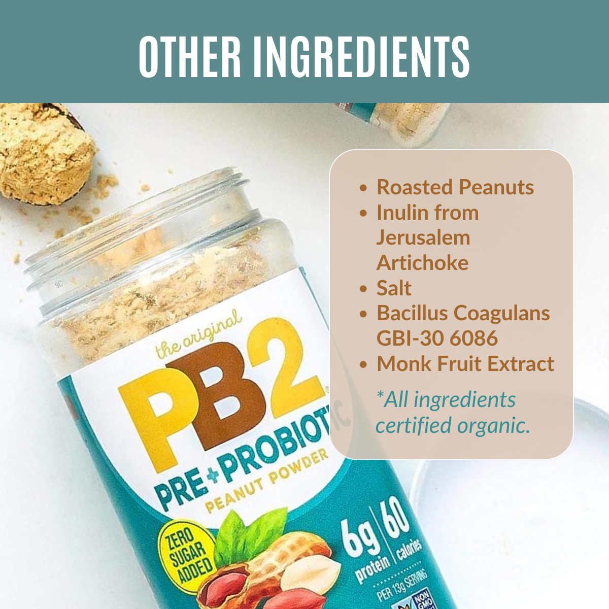 PB2 Foods, The Original PB2, Pre + Probiotic Peanut Powder - Digestive & Diabetes Supplement, 6.5 oz (184 g) - Ultimate Sup Singapore