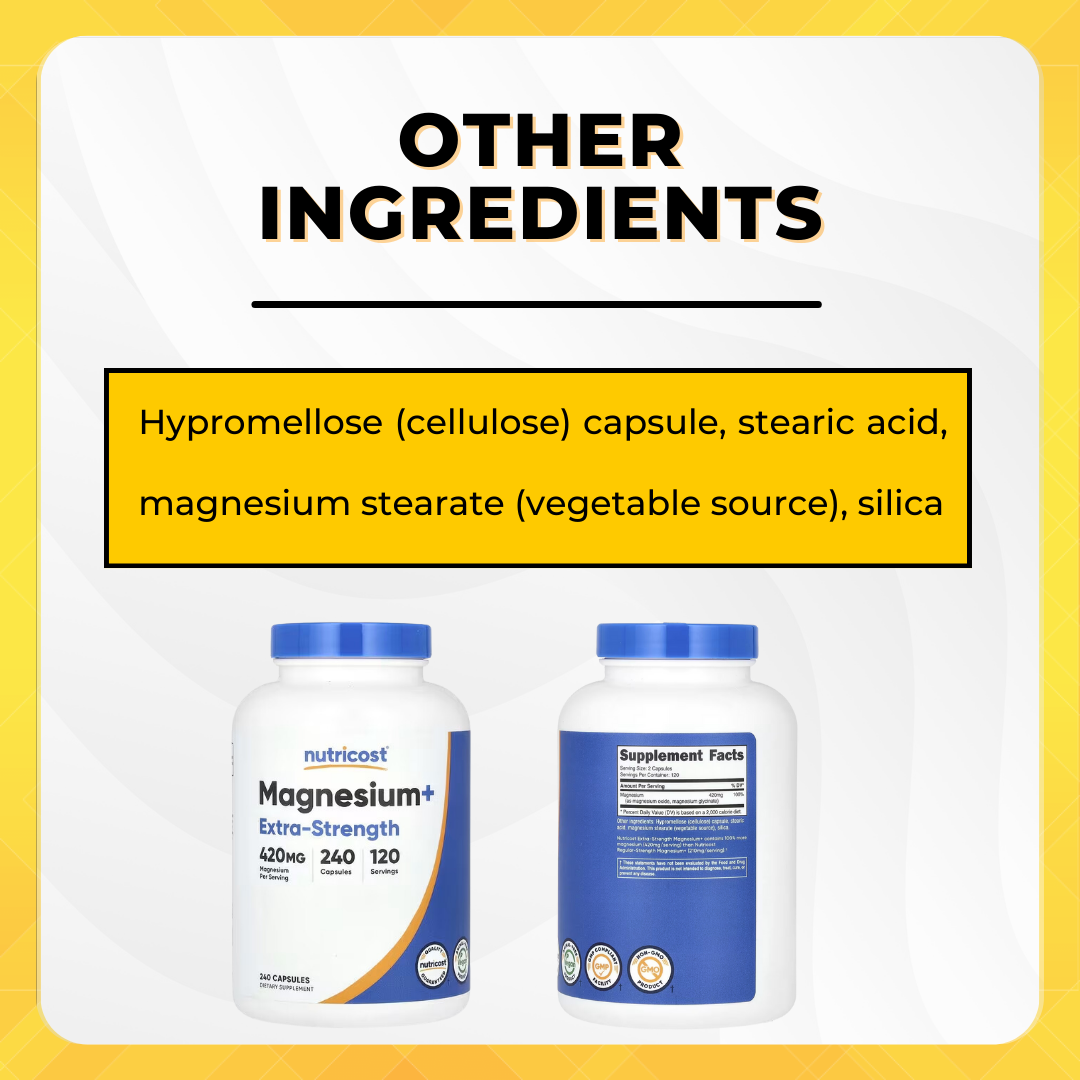 Nutricost, Magnesium+, Extra-Strength, Enhance Health Overall, Support Sleep, Nerve & Muscle Health, 420 mg, 240 Caps - Ultimate Sup Singapore