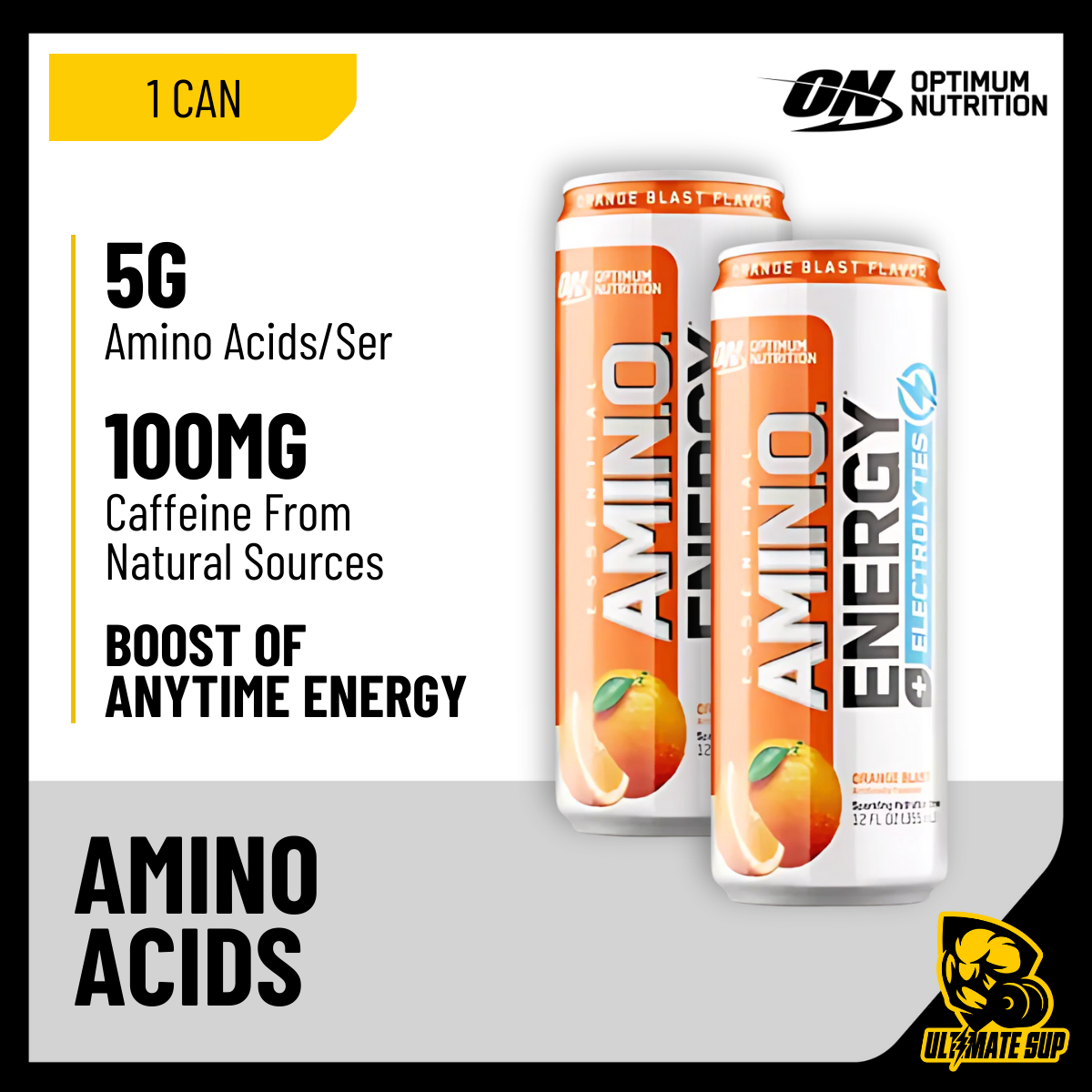 Optimum Nutrition, Amino Energy Drink, 1 Can - Ultimate Sup Singapore
