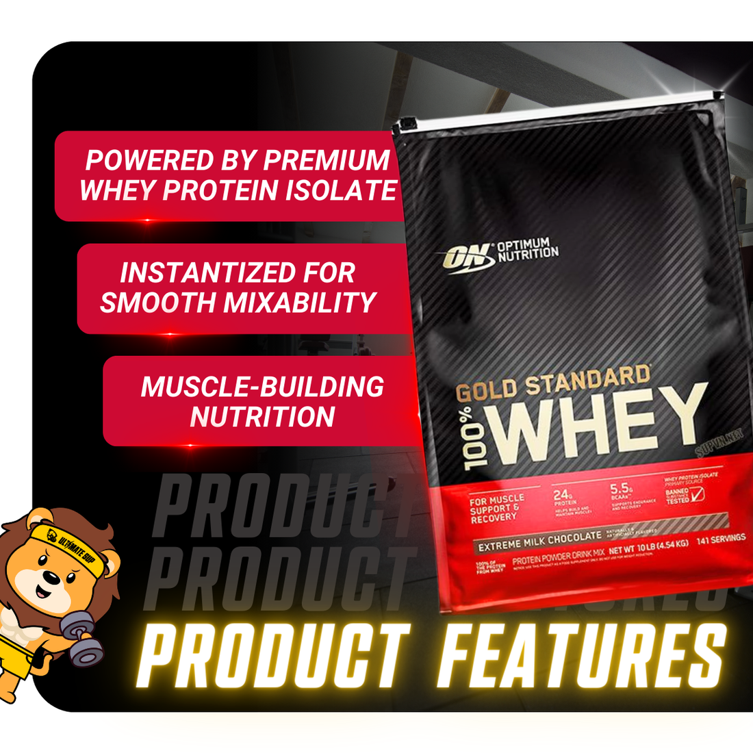 Optimum Nutrition, Gold Standard, 100% Whey Protein Powder, 10lbs - Ultimate Sup Singapore