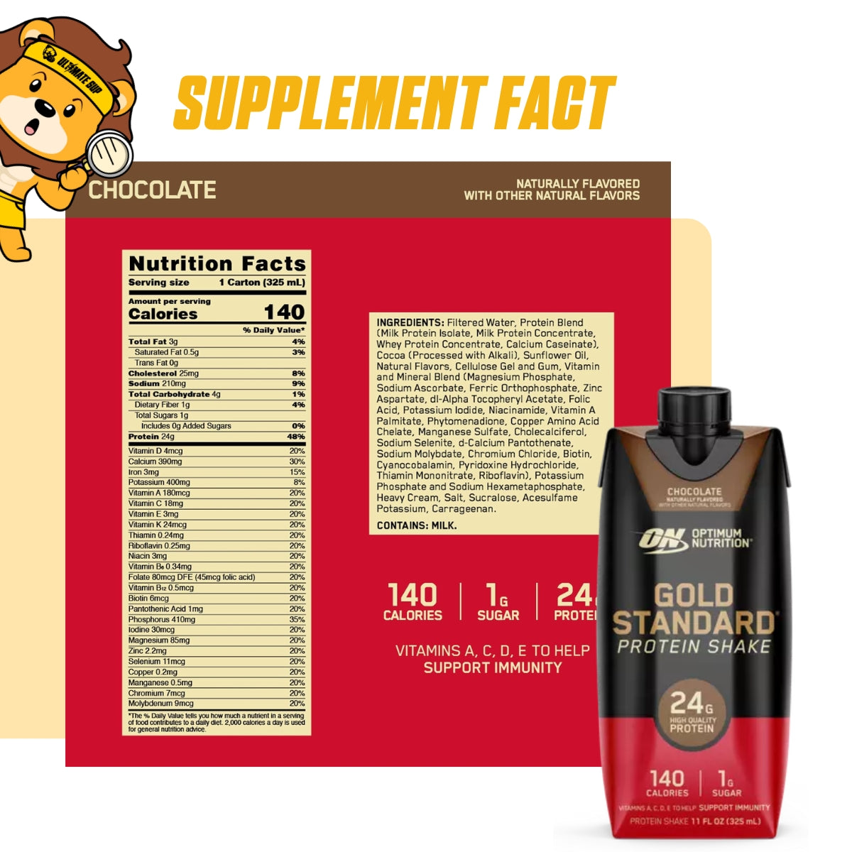 Optimum Nutrition, Gold Standard Protein Shake, 4-12 cans - Ultimate Sup Singapore