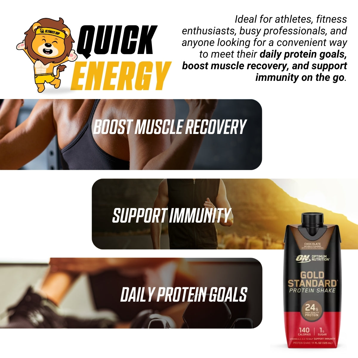 Optimum Nutrition, Gold Standard Protein Shake, 4-12 cans - Ultimate Sup Singapore