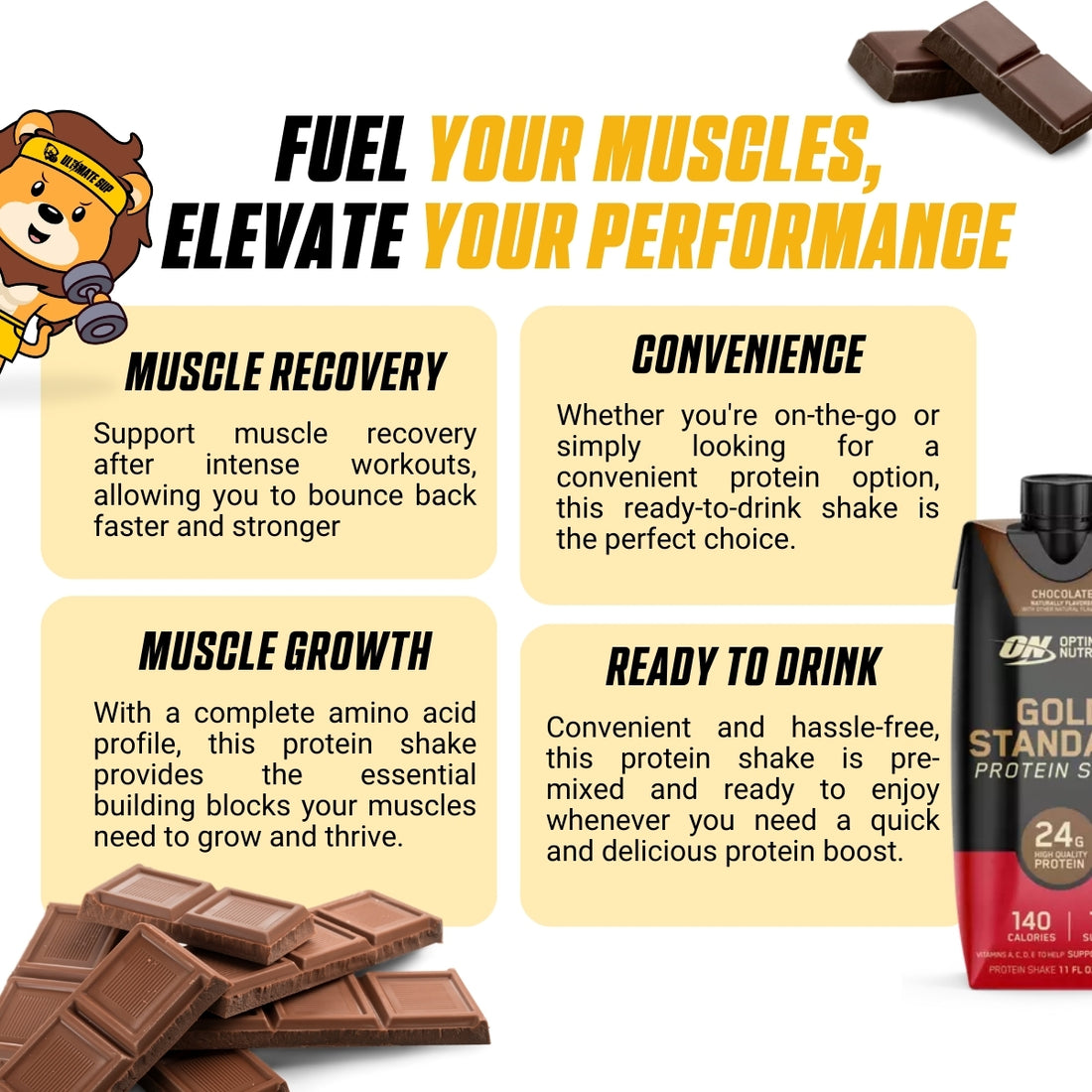 Optimum Nutrition, Gold Standard Protein Shake, 4-12 cans - Ultimate Sup Singapore