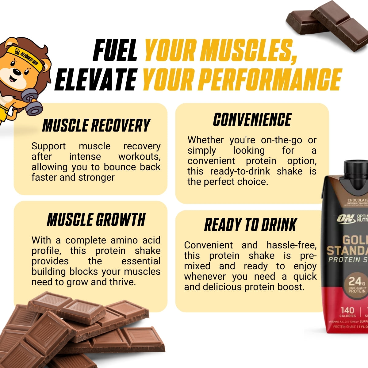 Optimum Nutrition, Gold Standard Protein Shake, 4-12 cans - Ultimate Sup Singapore