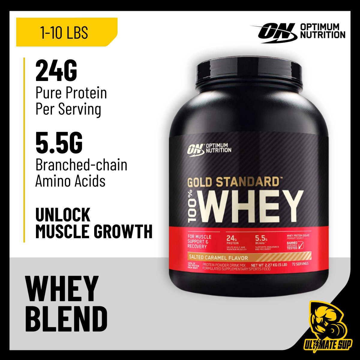 Optimum Nutrition, Gold Standard Whey Protein Powder, 1-10 lbs - Ultimate Sup Singapore