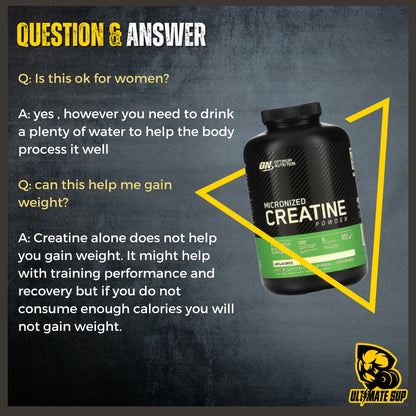 Optimum Nutrition, Micronized Creatine Powder, 60-240 sers - Ultimate Sup Singapore