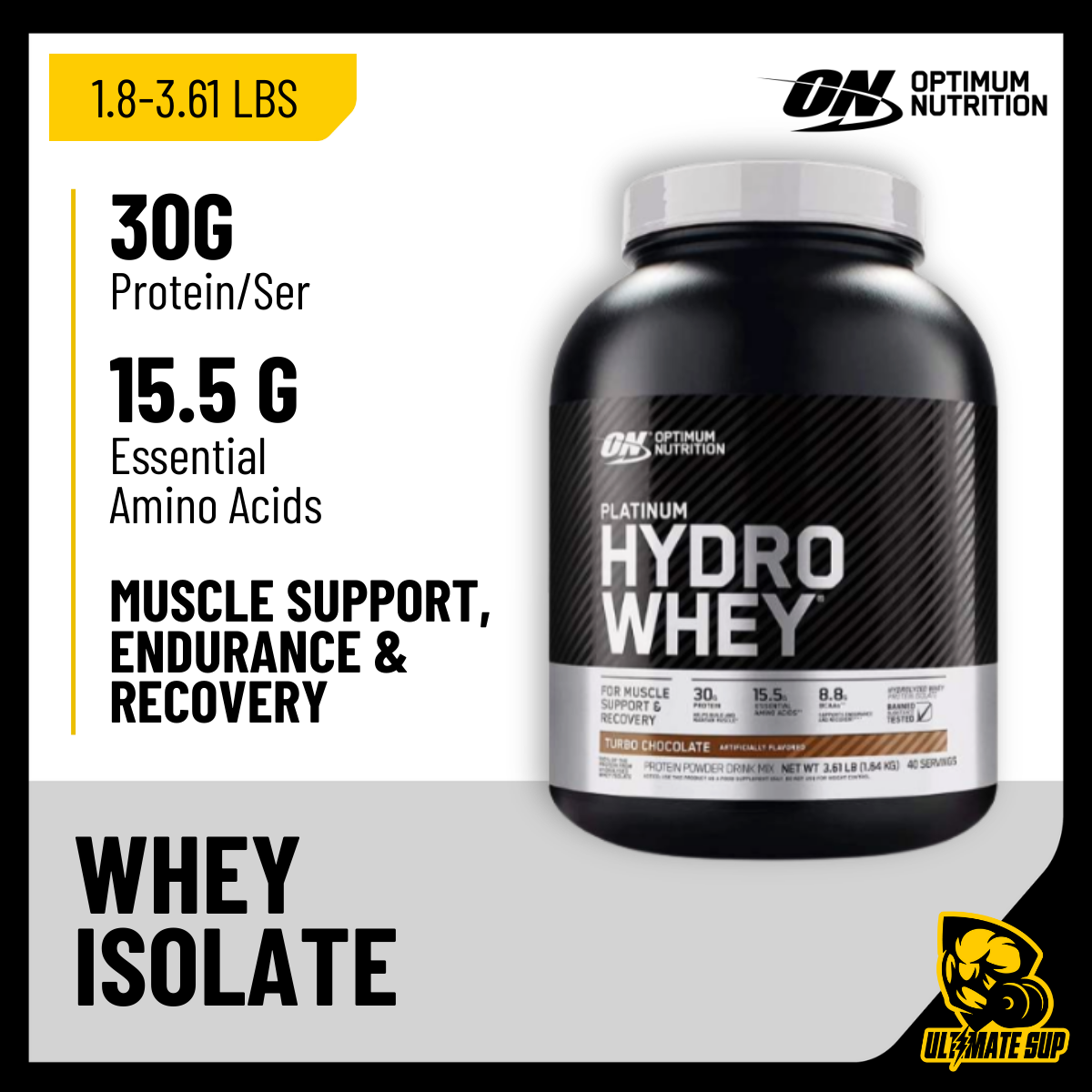 Optimum Nutrition, Platinum Hydro Whey, 1.8-3.61 lbs - Ultimate Sup Singapore
