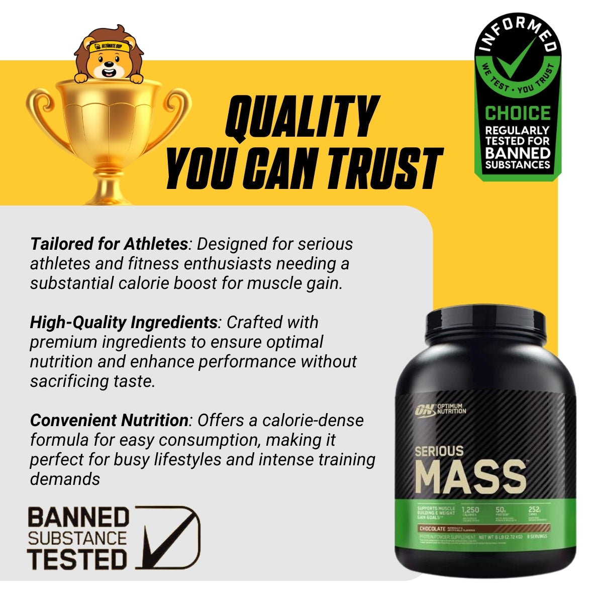 Optimum Nutrition, Serious Mass, 6 lb (2.7 kg) - Ultimate Sup Singapore