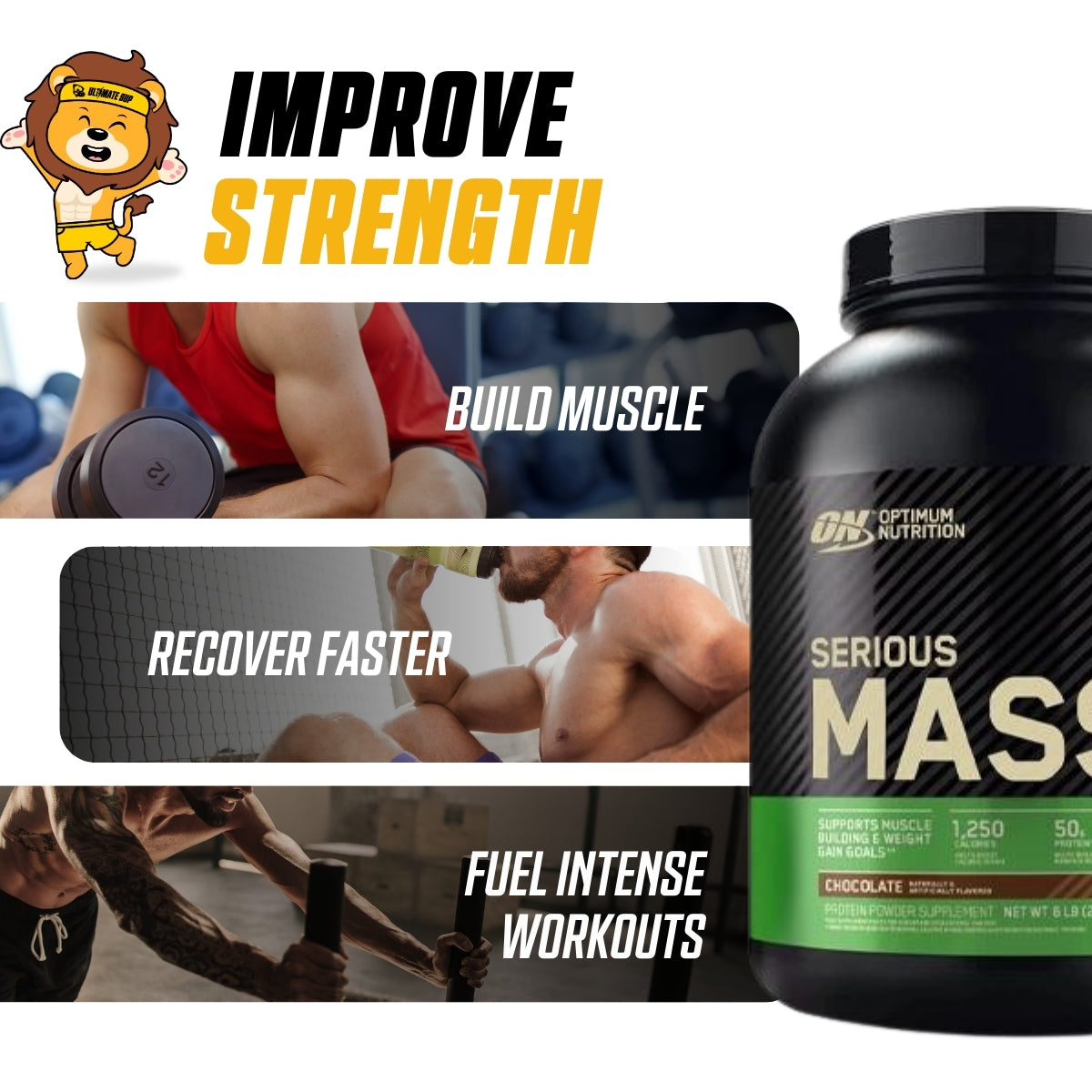 Optimum Nutrition, Serious Mass, 6 lb (2.7 kg) - Ultimate Sup Singapore