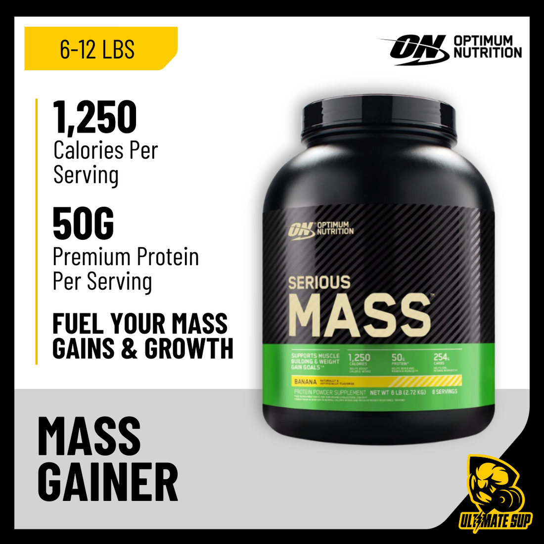 Optimum Nutrition, Serious Mass, 6 lb (2.7 kg) - Ultimate Sup Singapore